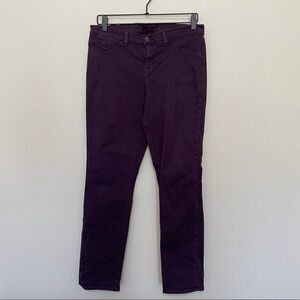 J brand mid rise skinny leg pants in aubergine color sz.30 womens